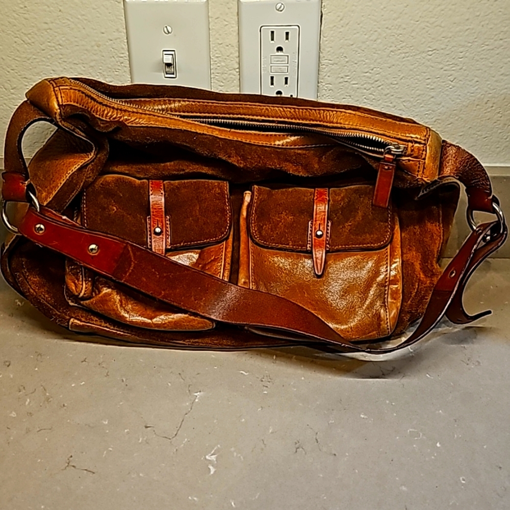 Francesco Biasia Suede Leather Messenger Shoulder Bag